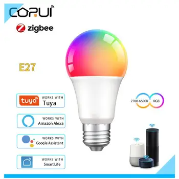 CORUI Tuya 9/12/15/18W Zigbee3.0 Okos Izzó RGBCW Távirányító színváltó LED E27 Intelligens Élet APP Alexa, a Google Haza