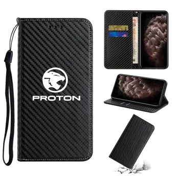A Proton Autó Luxus Szénszálas Telefon tok iPhone 7 8 SE 14 13 12 11 Pro X XS XR Max Cover Tárca Kártyahely Flip Bőr