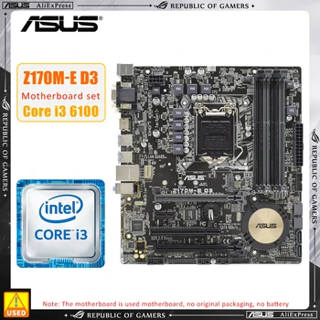1151 Alaplap kit ASUS Z170M-E D3+I3 6100 cpu Intel Z170 Alaplap kit DDR3 32 GB PCI-E 3.0 M. 2 USB 3.0 Micro ATX