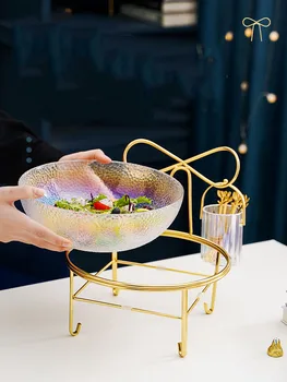 Északi Luxus Kitett Gyümölcs Tálca Dekoráció Nappali dohányzóasztal Saláta Uzsonna Lemez, Fém Alap Haza Modern Candy Tál