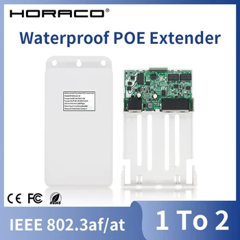 HORACO POE Extender 2 Port Vízálló IEEE 802.3 a / 802.3 af 10/100Mbps Hálózati POE Ismétlő Adás adapter IP Kamera
