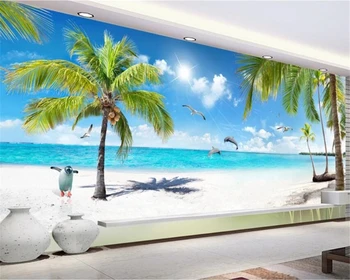 3DBEIBEHANG Nagy egyéni fotó freskó HD 10 m kókusz fa tájkép festmény, hatalmas nappali, TV háttér fali dekoráció