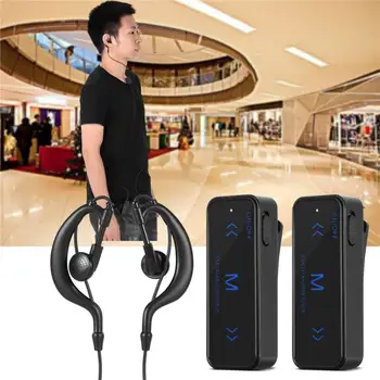 2 Db Mini Walkie Talkie 1.5-3 km-re, USB-Töltés Kézi Adó-vevő 1.5-3KM-Tartomány 2-Rádió Adó-vevő Fülhallgató Fülhallgató Earmuff