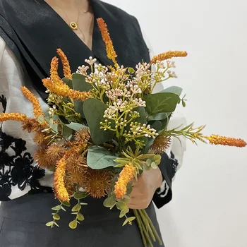 Szimulációs Zsálya Hamis Virág Csokor, Esküvői Virágkötészet Dekoráció, Kézműves Otthoni Dekoráció