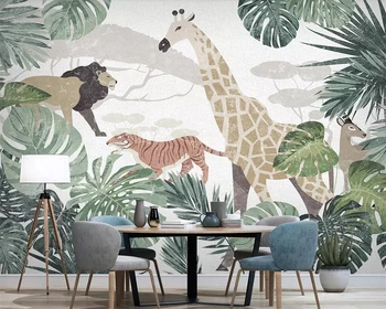 wellyu Egyedi Falfestmény, Trópusi Növény, Állat, Zsiráf TV Háttérképet Otthon Díszítésére Hálószoba 3D Háttérkép vinyl tapéta