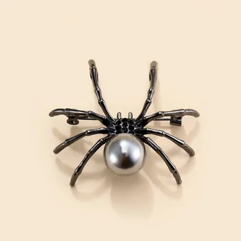 2022 Nagykereskedelmi Divat Személyiség Fekete Pók, Strasszos Brossal Fém Női Ajándék Tartozékok Halloween Ékszerek Nők