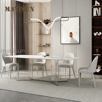 Olasz Stílus, Téglalap Asztal Design Szilárd Edzett Üveg Keret Nagy Lakás, A Bútorok Lekerekített Sarkok Egyszerű Asztalok