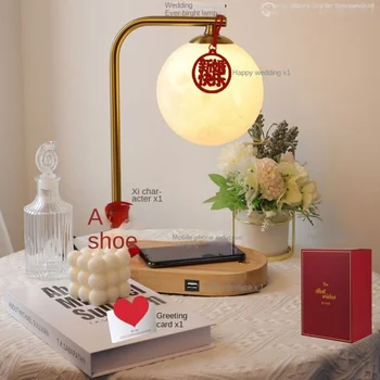 Esküvői asztali Lámpa 3D-s Mobil Telefon, Vezeték nélküli Töltés USB-Hálószoba Lámpa Dekoratív Éjszakai Fény, Örök Fény, Éjjeli Lámpa
