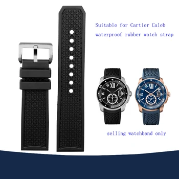 Vízálló Sport Szíj, A Cartier Kaliberű London Tartály Szíj férfi fluor gumi szilikon watchband 23 mm 24 mm, fekete, kék