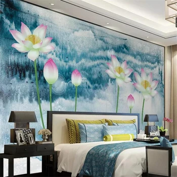 beibehang Modern minimalista új Kínai hangulat tinta lotus freskó háttér fal egyéni nagy falfestmény, zöld háttérkép cucc de parede