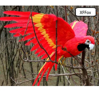 új, kreatív valódi élet parrot modell hab&toll piros madár szárnya baba ajándék arról, 40x60cm d0205