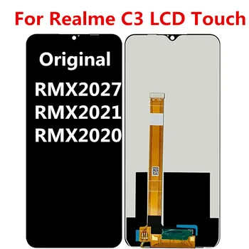 Eredeti Realme C3 Kijelző LCD RMX2027 RMX2021 RMX2020 érintőképernyő Keret Szerelvény Csere Realme C3 LCD