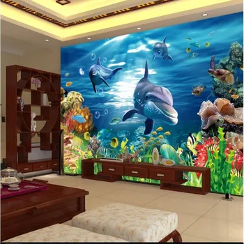 wellyu Egyéni nagyméretű freskók gyönyörű 3D-s sztereó víz alatti világ háttér fal vlies tapéta cucc de parede