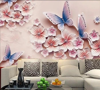 beibehang Egyedi Háttérkép Divat Falfestmény, Nappali, TV Háttér Romantikus Pillangó Orchidea 3D-s Gyönyörű, Modern Festmény