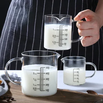 Mingshande magas hőmérsékletű ellenálló üveg kezelni végzett csésze tej csésze tej kupa tojás konyha üveg mérőpohár