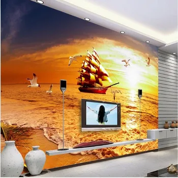 wellyu Szabott nagyméretű freskók Yifanfeng Shun Arany Seaview TV hátteret háttérkép cucc de parede para quarto