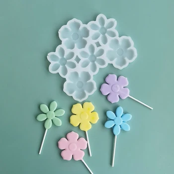 virág shapeSilicone Lollipop Epoxi Penész DIY Kézzel készített Csokoládé Öntőforma Tortát Díszítő Eszközök Bakeware