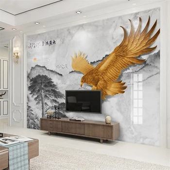 wellyu cucc de parede 3D saját háttérképet Új Kínai ambiciózus sas szárnyai márvány táj háttér fal tapety