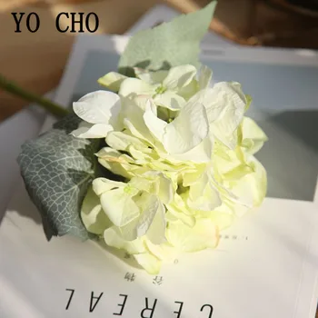 YO CHO Mesterséges Hortenzia Ág Esküvői Dekoráció Virágok Haza Őszi Dekorációs Selyem Hortenzia Flore Pot Váza DIY Díszíteni