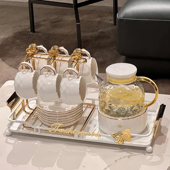 Üveg Házasság Tea Szett Luxus Nappali Gong Fu Kínai Tea Szett Matcha Prémium Iroda Tazas De Te Konyha Drinkware ZLXP
