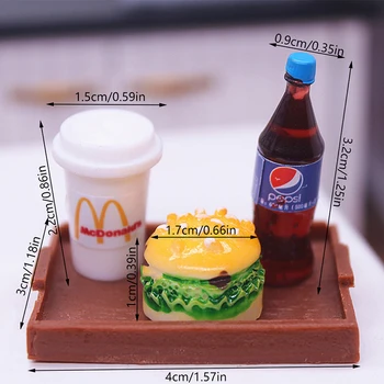 5db/Set Babaház Szimuláció Miniatűr Burger Elvihető Zsák Kokaint Tálca Modell DIY Tartozékok
