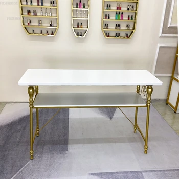 Amerikai Fény Luxus Köröm Asztalok, Modern, Szépségszalon Profi Manikűr Asztal, Egyetlen Szöget Asztal Dupla Manikűr Asztal Szett