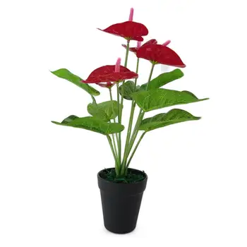 1 Pc Mesterséges Növények Vörös Anthurium Hamis Virágok Élethű Beltéri Dekoráció