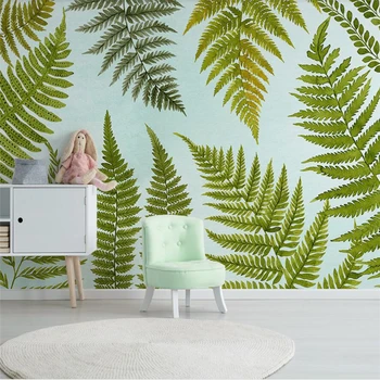 wellyu Északi egyszerű kis friss zöld levelek akvarell stílus fal egyéni nagy falfestmény háttérkép cucc de parede para quarto