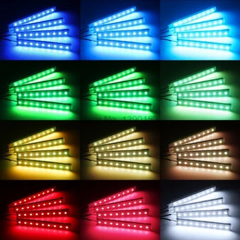 A DHL 100set magas minőségű, 4db/készlet RGB LED Szalag LED Szalag Világítás Színek Dekoratív Stílus Légkör Távoli Fény