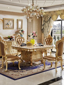 Európai márvány asztal, szék, étterem haza tömör fa pezsgő arany Európai stílusú asztal testreszabása