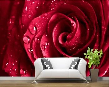 beibehang tapéta, Otthon dekoráció festés 3d Háttérkép, vörös rózsák csepp virágok gyönyörű háttér fal cucc de parede