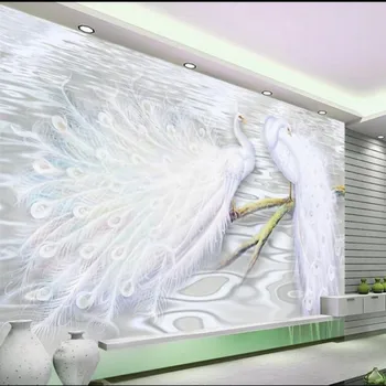 WELLYU 3D saját háttérképet a képek, a romantikus szerelem ezer 3d-s fehér páva TV háttér falak freskó wallpaper3D