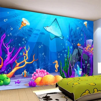 wellyu Szabott nagy fal festő Európai víz alatti világ 3D-s víz alatti világ háttér fali tapéta