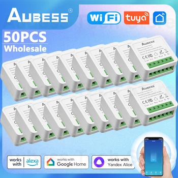 50PCS AUBESS WiFi Smart Switch Intelligens Otthon Relé Modul Tuya Intelligens Élet ALKALMAZÁS Kompatibilis Alice Alexa, a Google Asszisztens