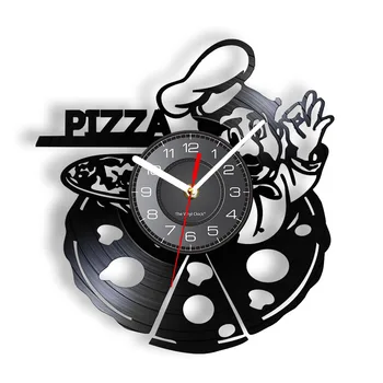 Pizza Olaszország Stílus Bakelit Lemez Falióra Pizzéria Üzleti Jel Órák, Olasz Étel, Konyha Szakács Szakács Lakberendezés Óra