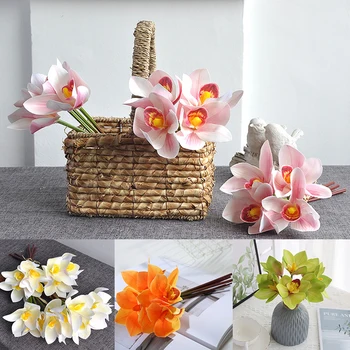 1 Csomag/4 DB-Otthon Élő Dekoráció Virág Szimulált Orchideát Mesterséges 4. Virág Kézzel Kötött Orchideát