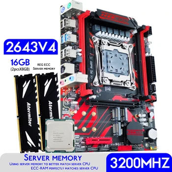 Atermiter X99 D4 Alaplap Szett Xeon E5 2643 V4 PROCESSZOR LGA 2011-3 Processzor DDR4 16 gb-os ( 2 X 8GB ) 3200MHz REG ECC RAM Memória