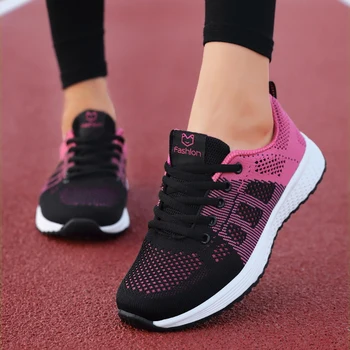2023 Női Alkalmi Cipő Lélegző Séta Háló Csipke Lapos Cipő Cipők Női Tenisz Feminino Rózsaszín, Fekete, Fehér