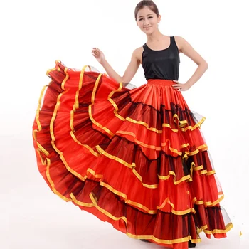 flamenco szoknya Női spanyol Flamenco jelmezes Tánc Szoknya Senorita Rumba Salsa Jelmez/Flamenco ruha/Szoknya hastánc