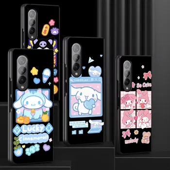 Aranyos Sanrio Cinnamoroll Telefon tok Samsung Galaxy Z Fold3 Z Fold4 ZFold3 ZFold4 5G Fekete Nyomtatási Ütésálló Esetekben Borító