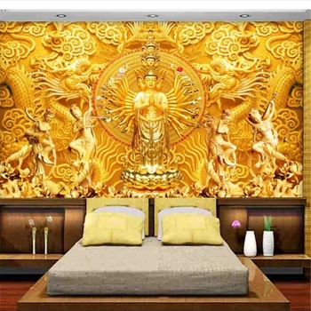 wellyu saját háttérképet Arany Avalokitesvara megkönnyebbülés TV háttér fal cucc de parede fal papírokat lakberendezés