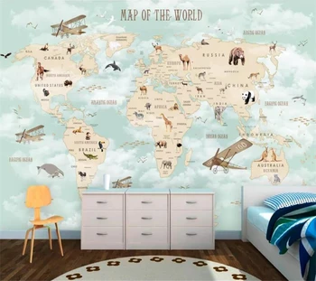 Egyedi 3d-s rajzfilm háttérképek világ térkép háttér fal papír, nappali, hálószoba, gyerek szoba lakberendezés freskó cucc de parede