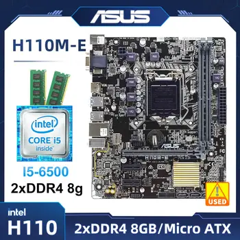 1151 Alaplapok kit ASUS H110M-E Alaplap intel Core i5 6500 cpu DDR4 8G*2 Intel H110 Alaplap meghatározott USB3.0 4×SATA-II.