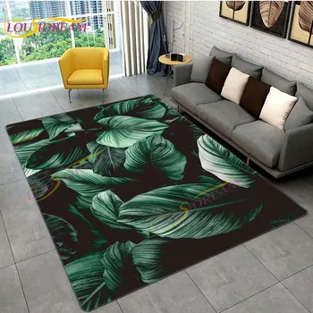 Trópusi Monstera Levelek Szőnyeg Modern INS Stílus Szőnyeg Nappali Hálószoba Zöld Banán Levél Szőnyeg Trópusi pálmalevelekből Szőnyegek