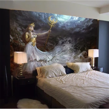 beibehang fotó tapéta minőségi flash-ezüst kendővel rajzfilmfigurák hátteret, Athena, a szerelem istennője nagy falfestmény háttérkép
