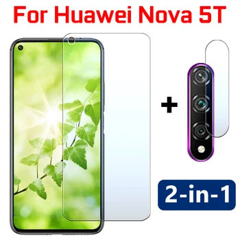 2in1 Nova 5T védő üveg Huawei Nova5T 5 T T5 Képernyő Védő üveg lap Len Edzett Üveg A Kamera Lencséje film